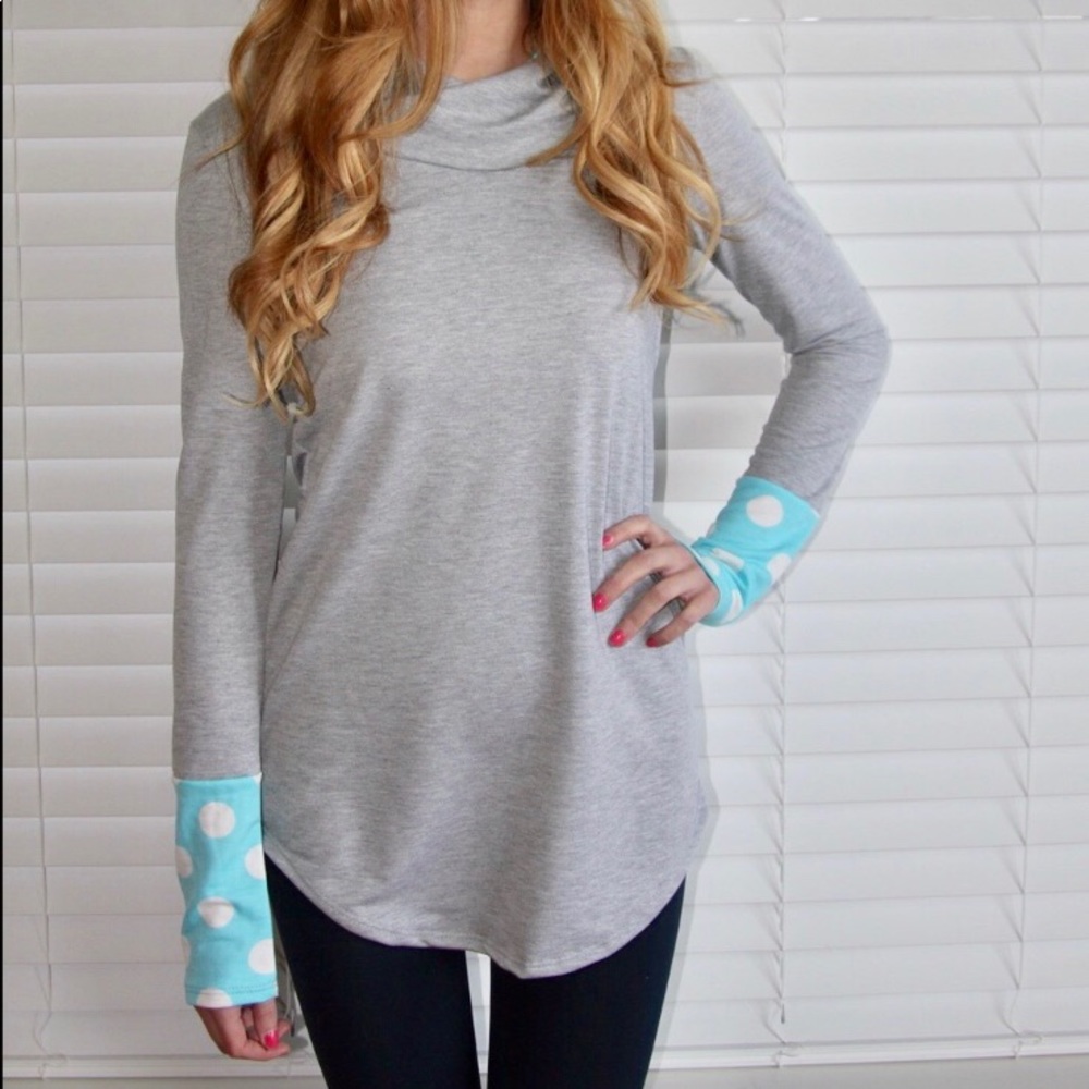 Grey & Blue with Polkadots Sweater